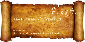 Havlicsek Árpád névjegykártya